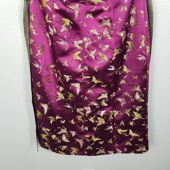 Betsey Johnson New York Rare Purple Satin Midi Butterfly Y2K Sheath Dress Size 6 - Picture 10 of 16